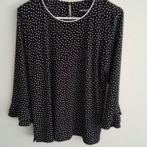 Karl Lagerfeld Paris Polka dot Black And White Top blouse Size Medium